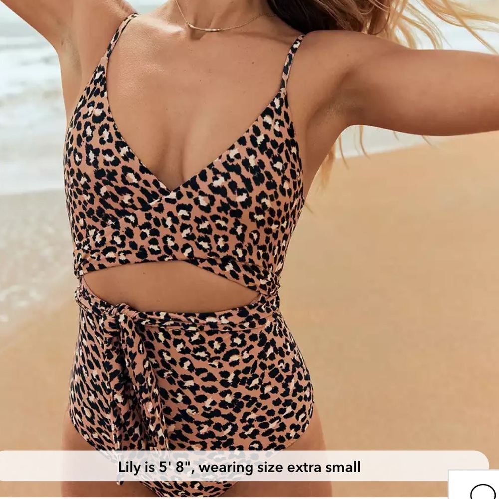 NWT Aerie Leopard Wrap One Piece Swim size XL long